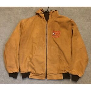 VTG Ozark Mountain Apparel XL Brown Canvas Hooded Work‎ Jacket Quilted USA Made